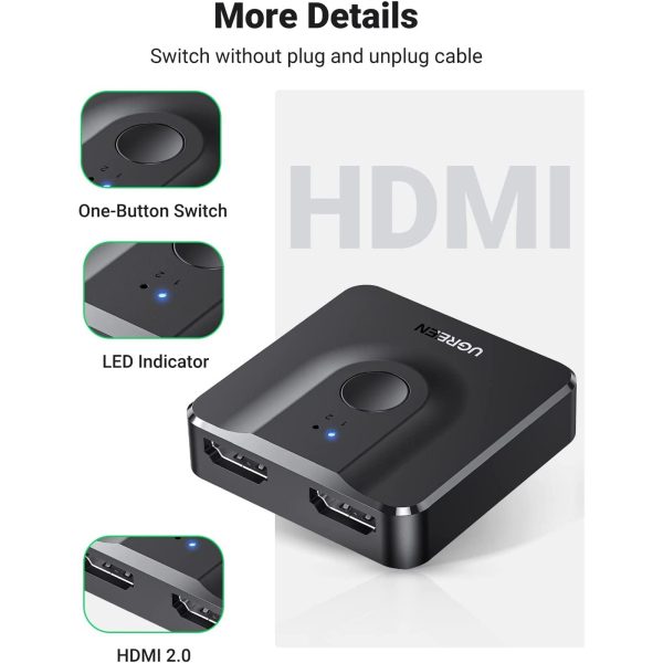 SWITCH BIDIRECCIONAL UGREEN 2 PUERTOS HDMI 4K/60HZ