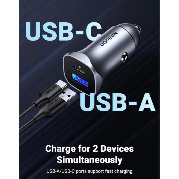 2026/08/688258.jpg Cargador para carro UGREEN 24w USB C USB A